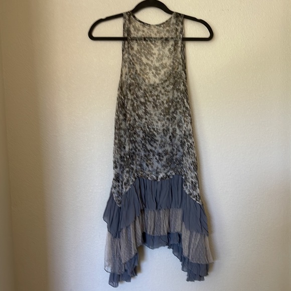 Boho Sheer Gray Tier Ruffle Oversized Tunic Size L - Picture 5 of 5